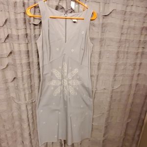 J. Crew Gray A Line Embroidered Dress